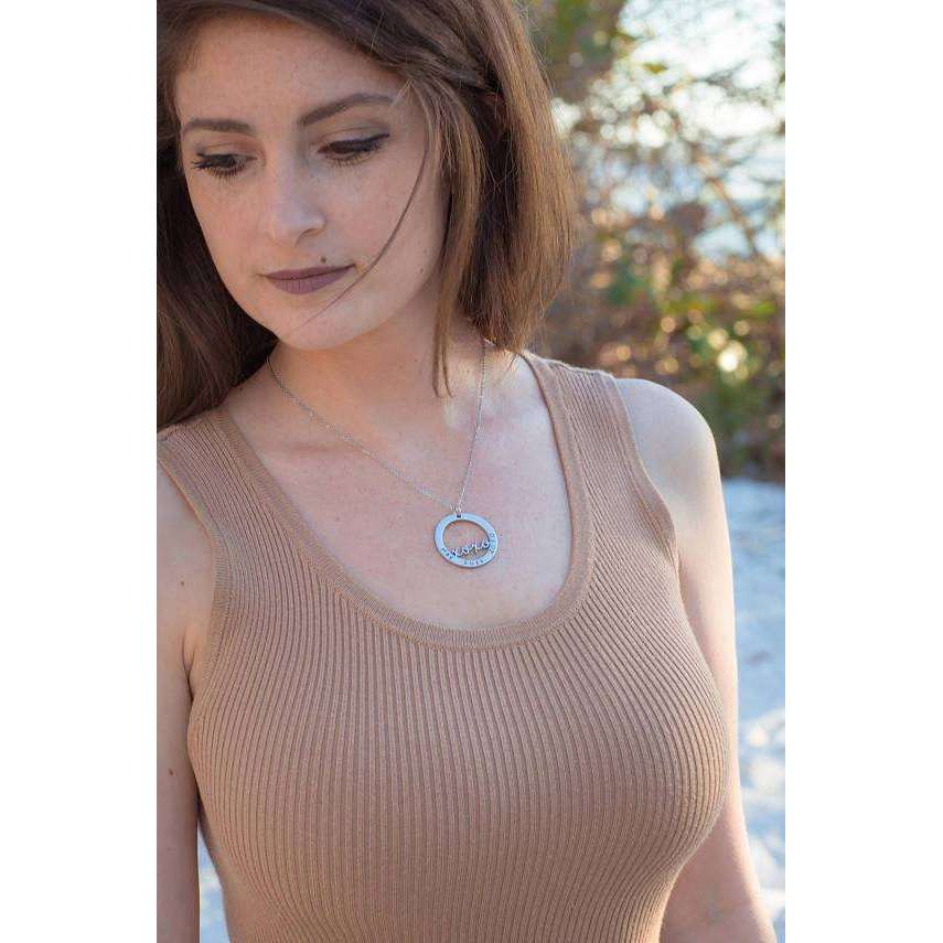 XOXO Necklace on a model