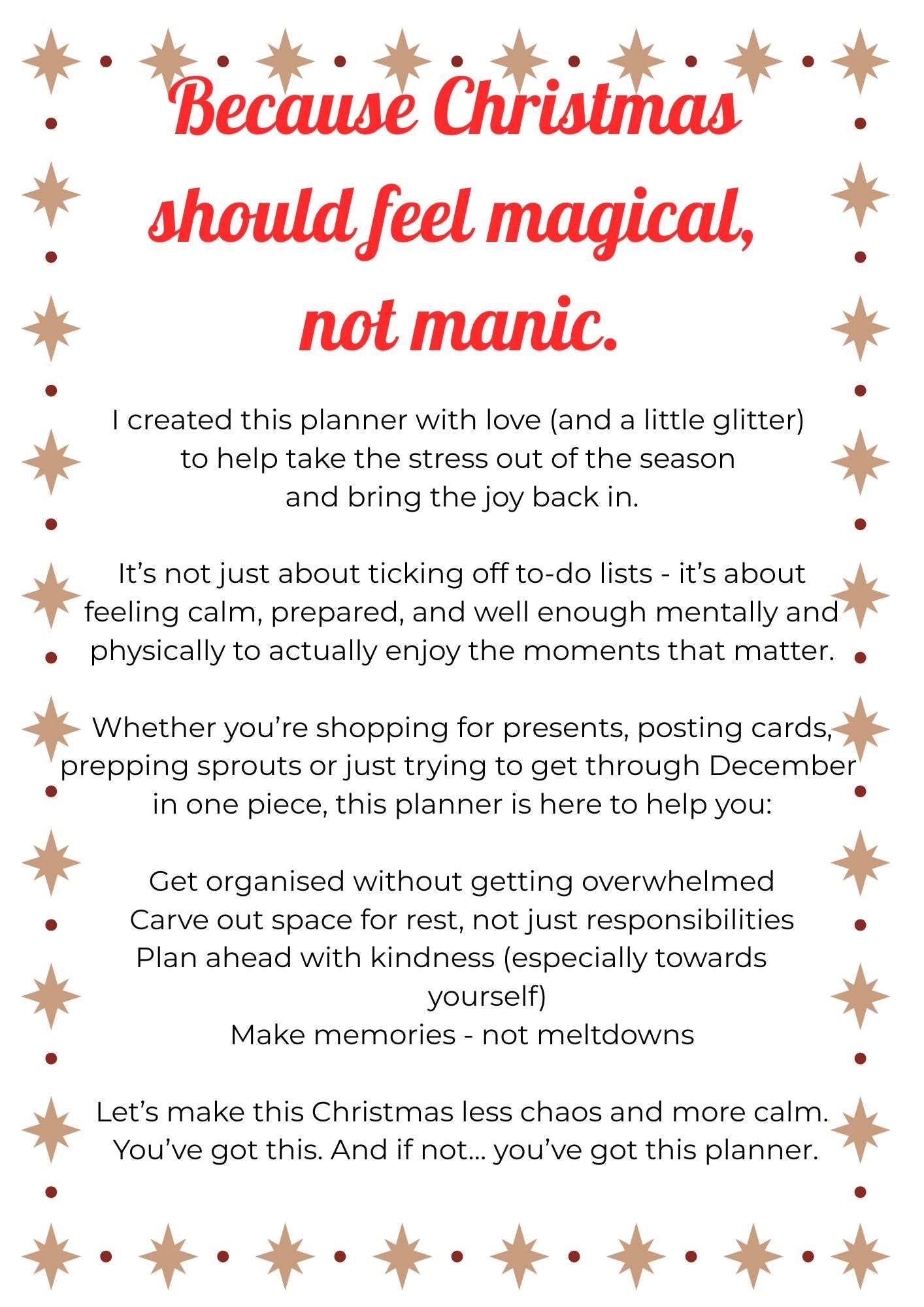 Christmas Planner - Calm amongst the Chaos! - Download and Print