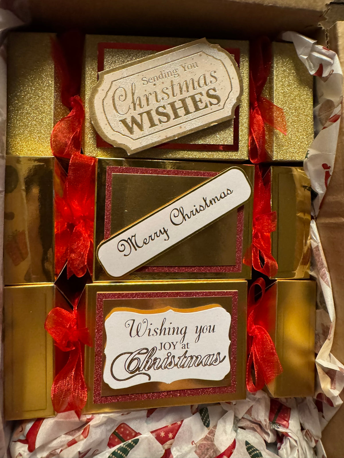 Handmade Luxury No Bang Christmas Crackers with Lindor Chocolates