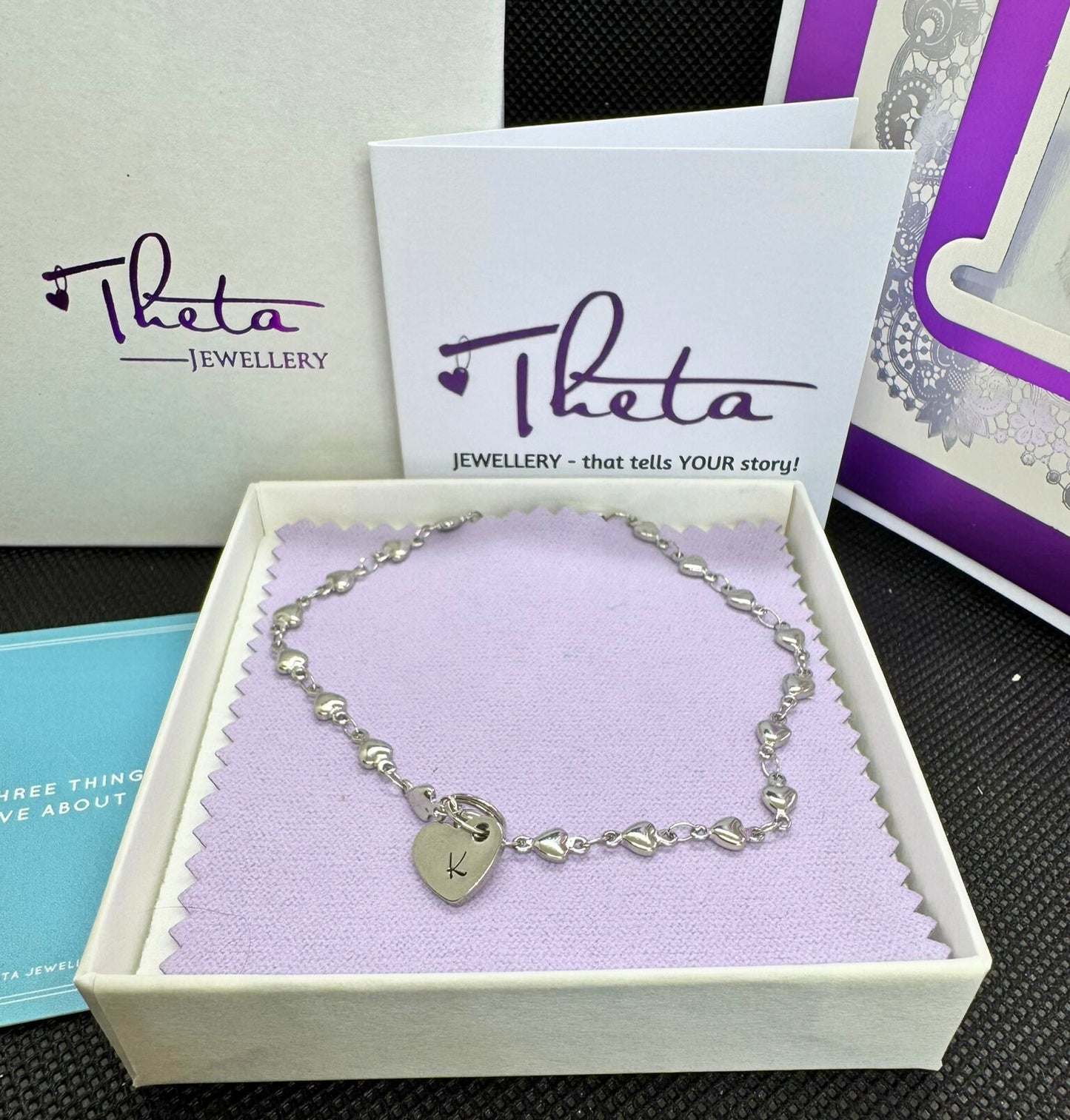 Letterbox Love Charm Bundle - Hand-Stamped Bracelet Gift Set with Handmade Card & ‘3 Things I Love About You’ Card