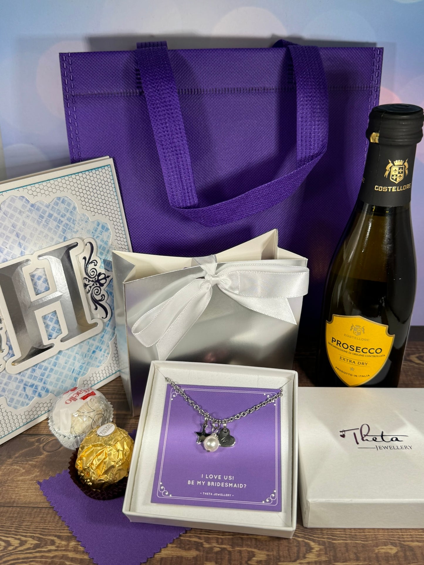 The Bridesmaid and Friendship Gift Bundle - Personalised Necklace, Treats and Keepsakes in a Gift Bag