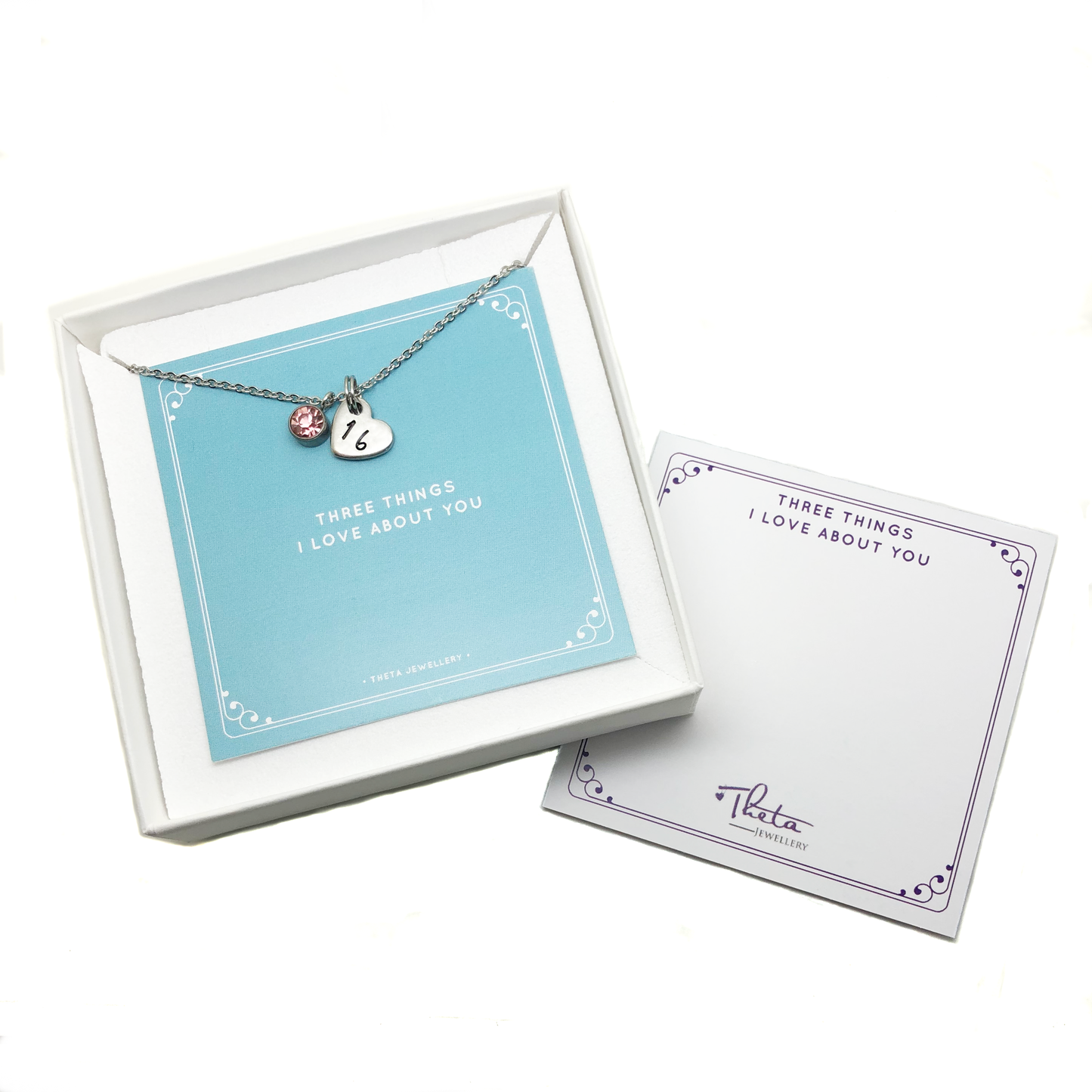 The Sweet Sixteen Necklace - Personalised 16th Birthday Birthstone and Heart Charm Necklace