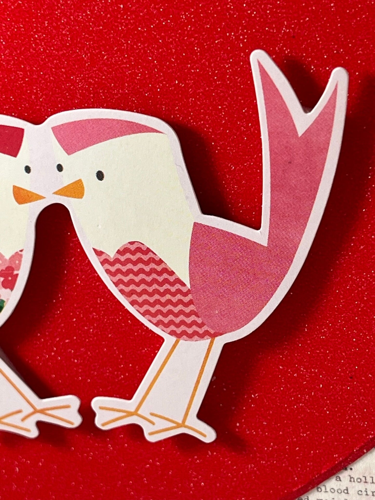 Two little lovebirds sitting in a tree... Kissing... Spread some love with these cute birdies on gorgeous glitter card