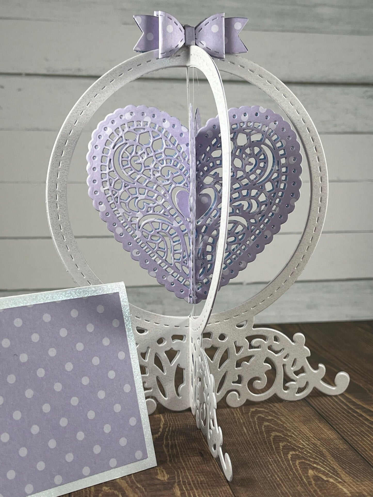 Beautiful Wedding Card, Unique design Wedding, Romantic card, Elegant Anniversary card, Heart design, Globe card, Made to Order