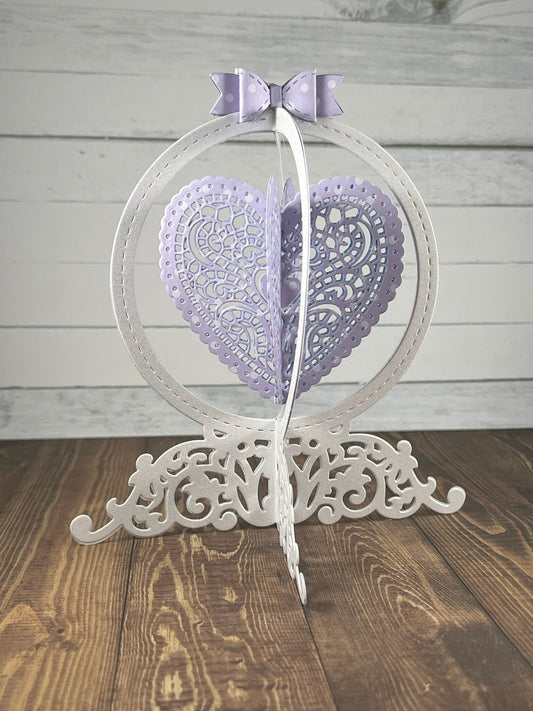 Beautiful Wedding Card, Unique design Wedding, Romantic card, Elegant Anniversary card, Heart design, Globe card, Made to Order