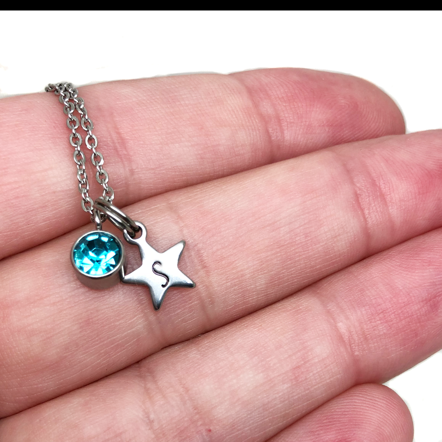 Personalised 16th Birthday Birthstone and Star Charm Necklace - The Sweet Sixteen Necklace