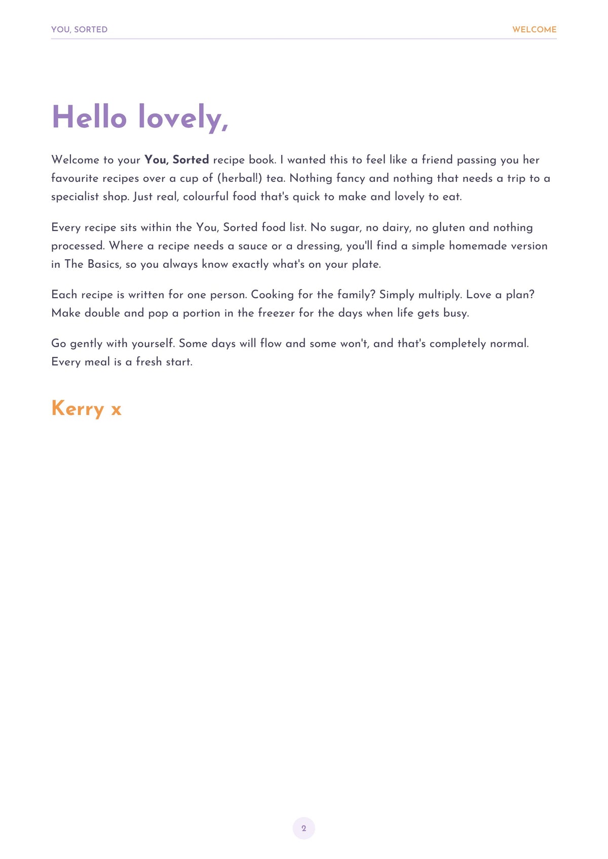 You, Sorted Recipe Book | Simple, Colourful Recipes for One | Digital Download