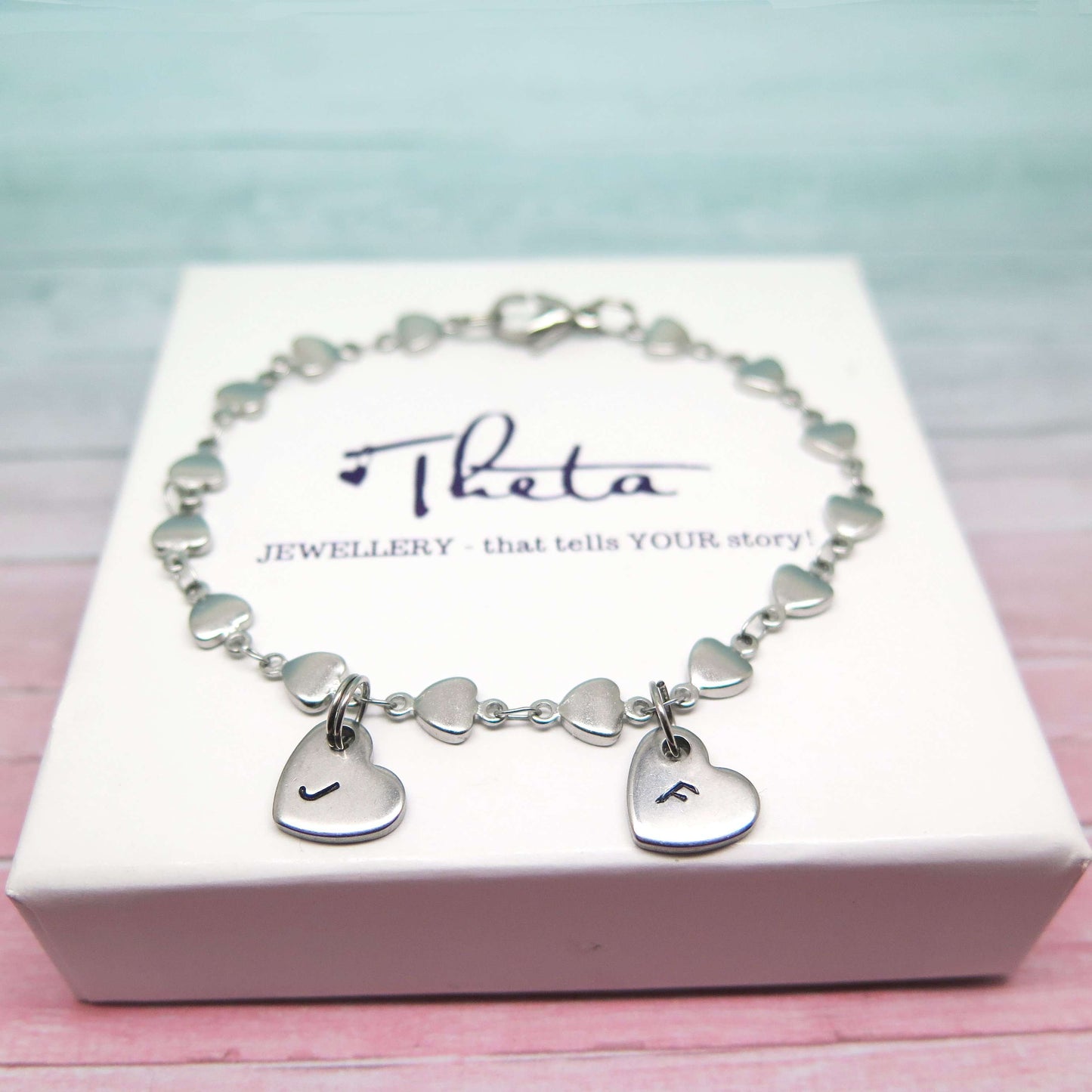 Initial Heart Bracelet on Gift Box