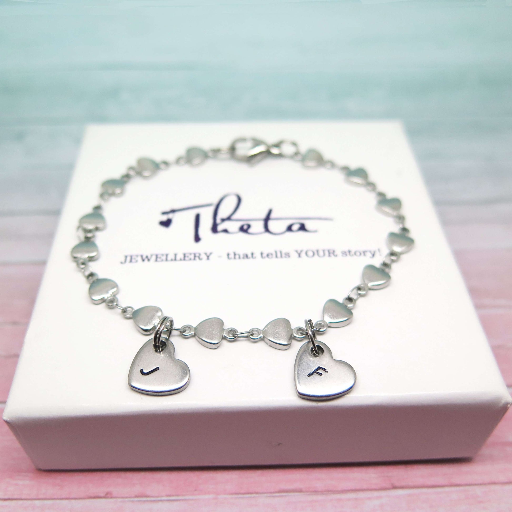 Initial Heart Bracelet on Gift Box