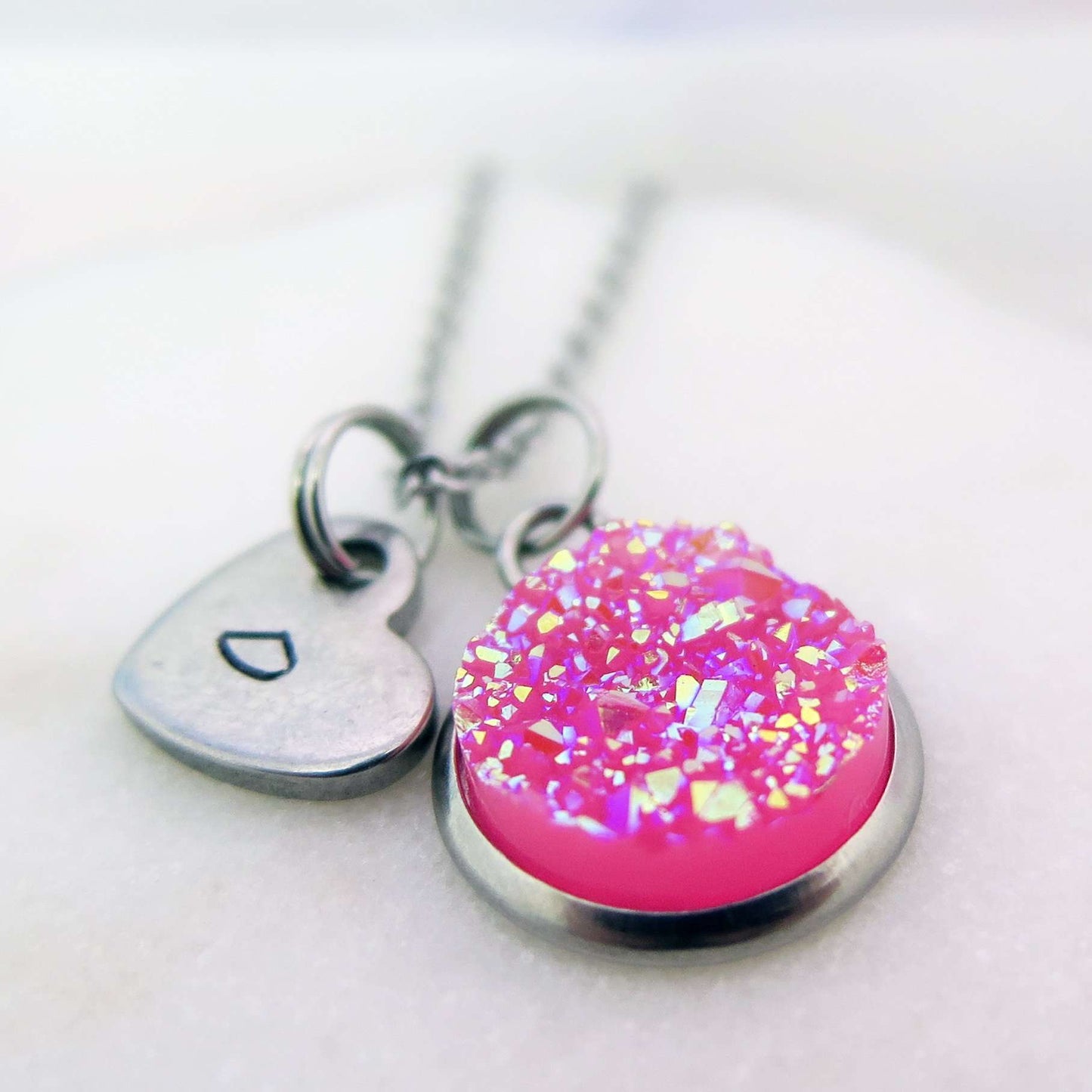 theta_jewellery_Pink Druzy Necklace