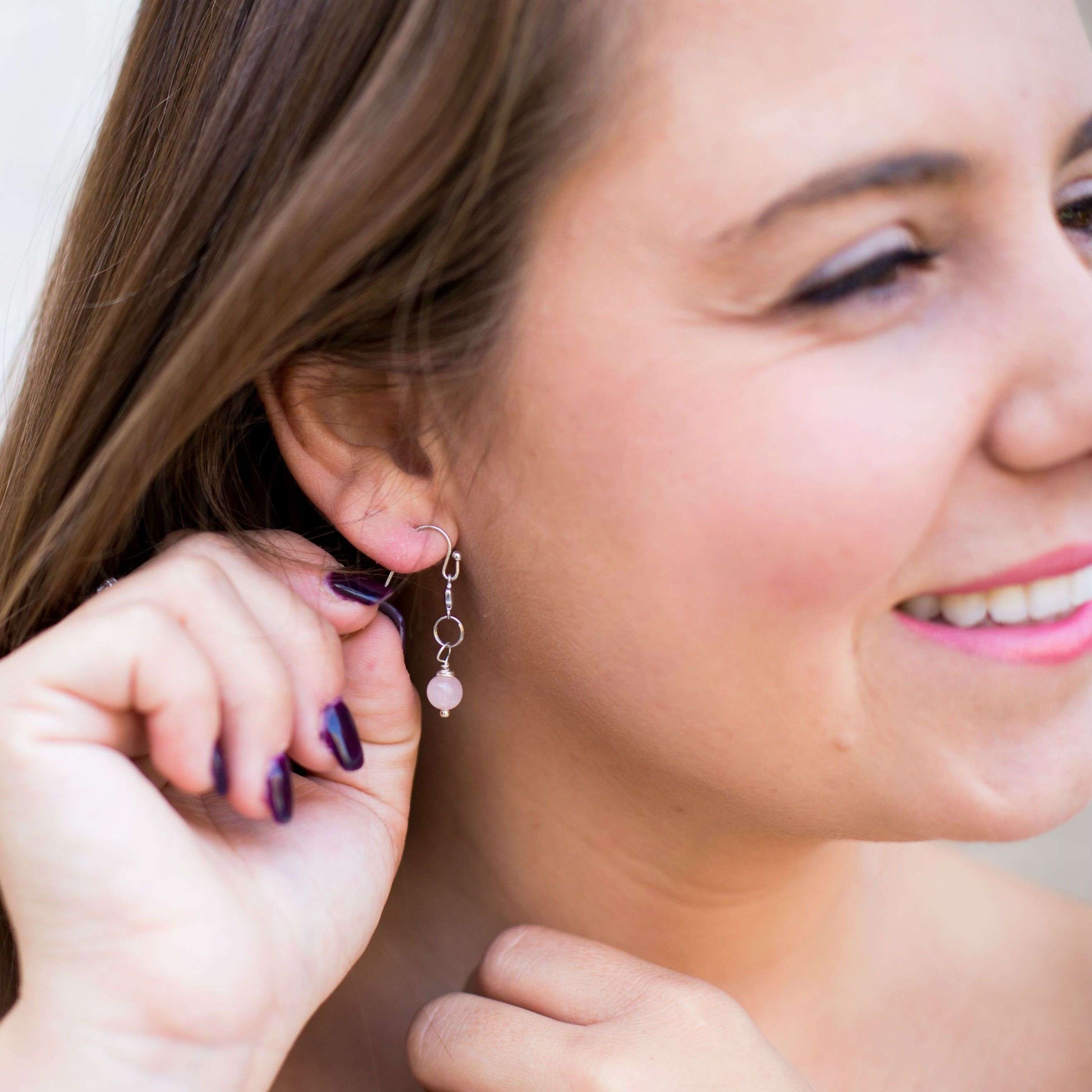 theta_jewellery_Rose Quartz Drop Earrings