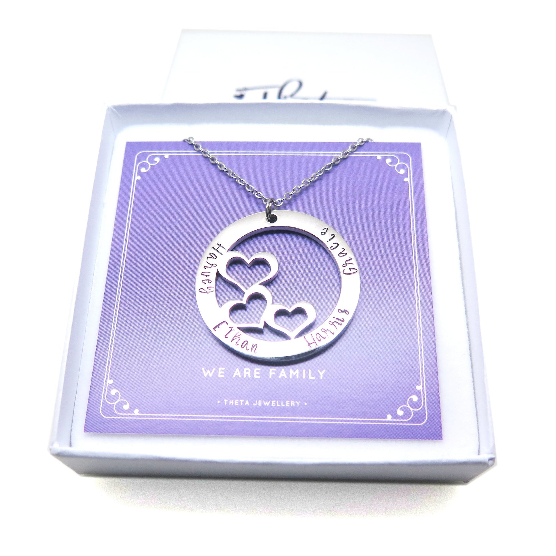 theta_jewellery_Trio Necklace - Personalised Three Heart Pendant