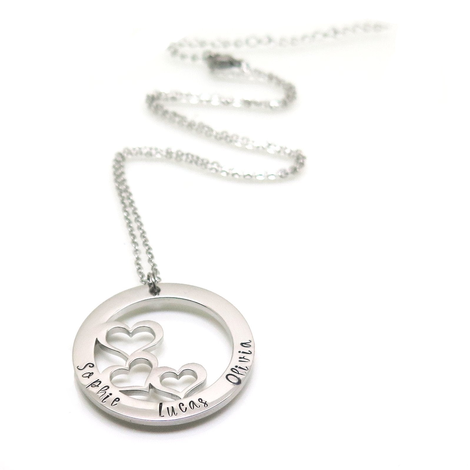 theta_jewellery_Trio Necklace - Personalised Three Heart Pendant